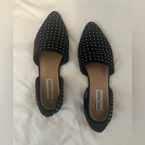 Steve Madden Black Suede Studded D’Orsay Flats